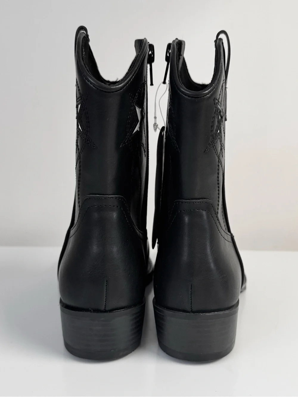 Wonder Nation Star Western Cowgirl Boots Black White Big Girl Size 4 NWT